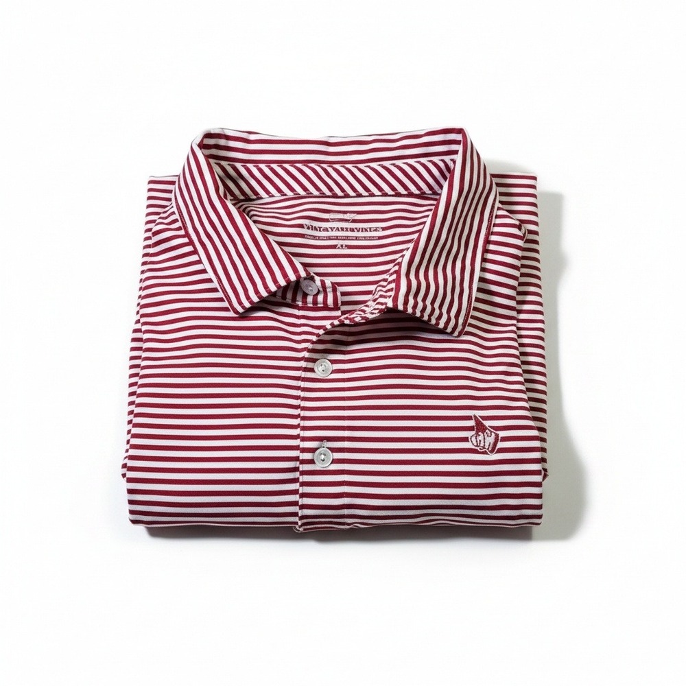 Vineyard Vines Polo Shirt Red White Stripe XL